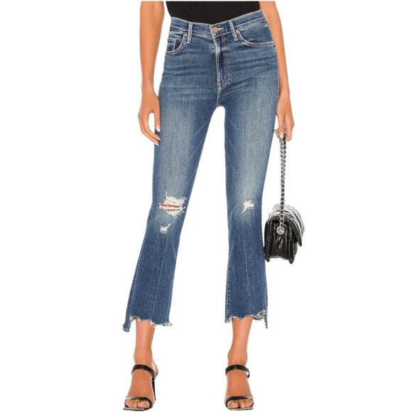 Mother The Insider Crop Stew Chew Jeans Size 26 In Dancing on Coals Distressed - Picture 3 of 16